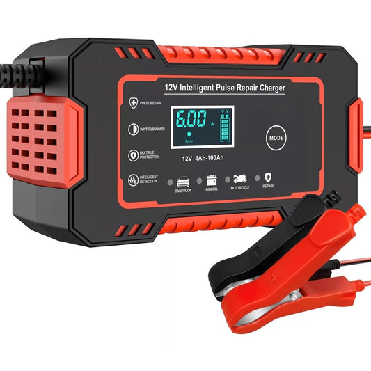 Cargador Inteligente de Baterías 12V para Carro y Moto con Reparación por Pulsos